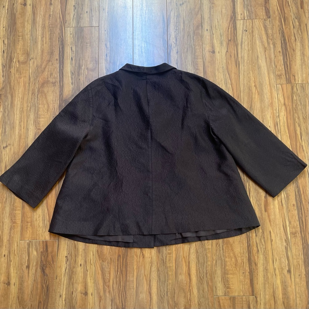 Eileen Fisher Chocolate Brown Crinkle 100% Silk Shirt Jacket Shacket Size M - Picture 11 of 16
